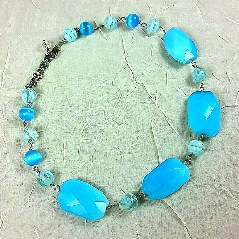 Necklace 16" Sky Blue Artisan glass bead